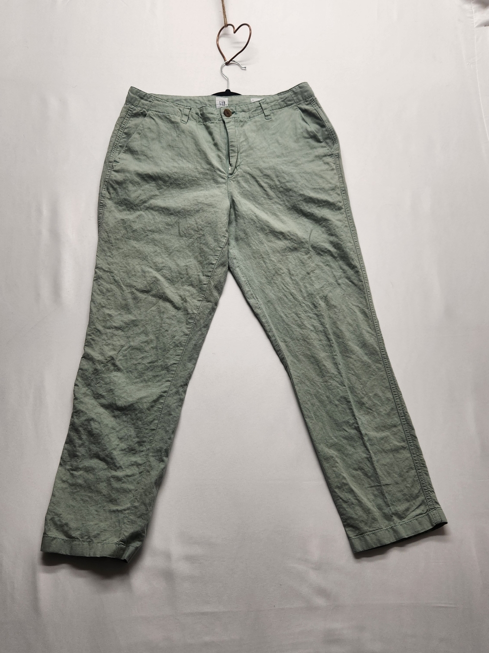 ⭐️GAP Desert Sage Linen Cotton Girlfriend Chino Pants 8 Green Minimalist Summer